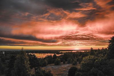 Scenic view of sea against dramatic sky