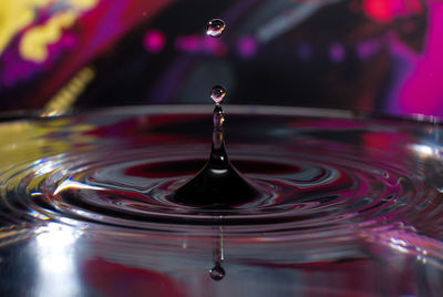 Close-up of drop falling in water