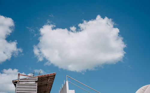 Low angle view of building against blue sky