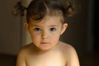 Close-up of boy at home