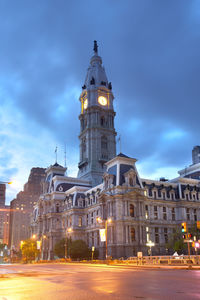 City hall in downtown philadelphia at dawn, pennsylvania, usa