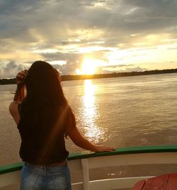 Scenic view of sea during sunset