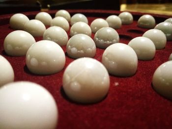 Close up of balls on table