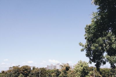 Low angle view of built structure against clear blue sky