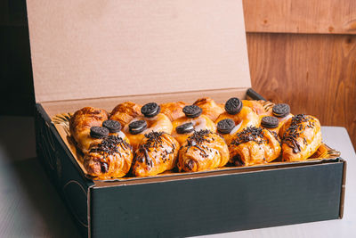 High angle view of food on table