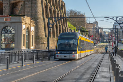 Railroad tracks in city