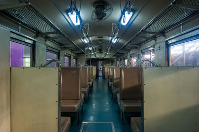 Interior of illuminated train