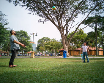 Man playing in park