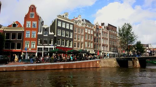 View of canal in city