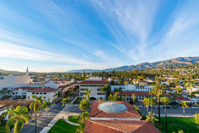 High angle view of townscape against sky