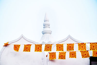 Low angle view of traditional building against clear sky