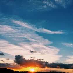 Scenic view of landscape against sky at sunset