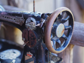 Close-up of sewing machine