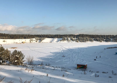 Beautiful winter landscape, panoramic scenery in sunny day