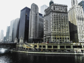 Low angle view of skyscrapers in city