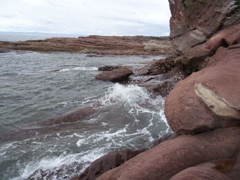 Scenic view of sea against cloudy sky