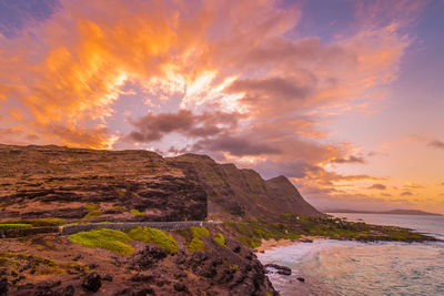 Scenic view of sea against sky during sunset