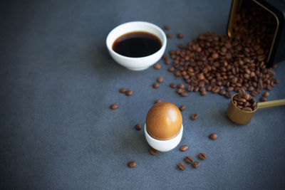 High angle view of breakfast on table