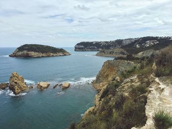 Scenic view of sea and rocks