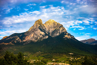 Scenic view of rocky mountains against sky