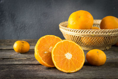 Close-up of orange fruits on table