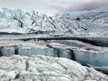 Snow covered mountain against sky