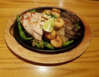 High angle view of food on table