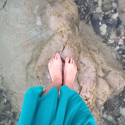 Low section of person standing on beach