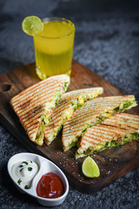 Close-up of food on table