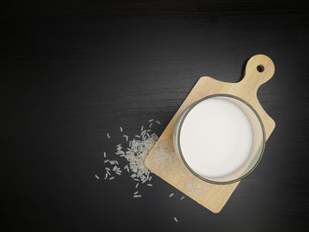 High angle view of drink on table