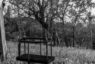 Empty swing in park