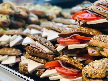 Close-up of sandwiches at store