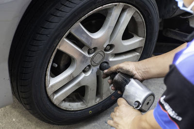 Man working in car