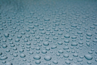 Full frame shot of raindrops on glass