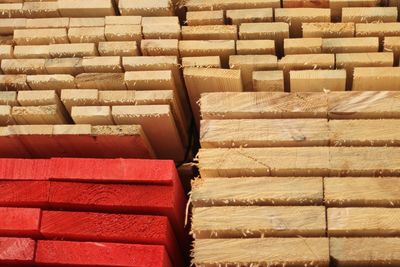 Close-up of stack of firewood