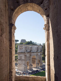 Buildings seen through arch