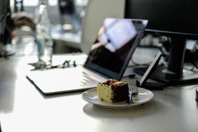 Ice cream in plate on table