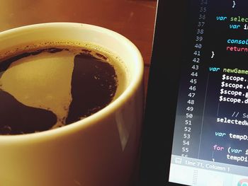 Close-up of coffee on table