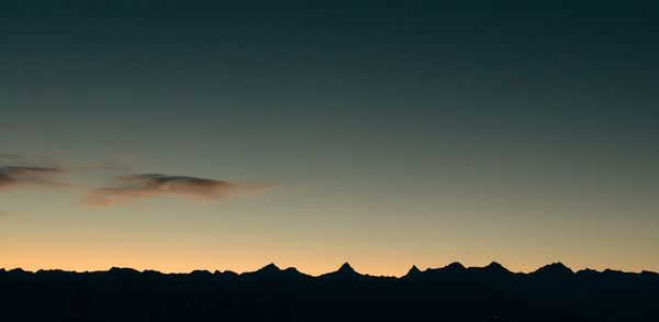 Scenic view of mountains at sunset