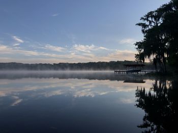 Scenic view of lake against sky