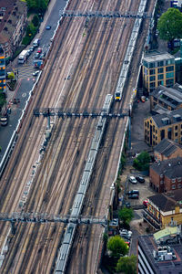 High angle view of traffic on road