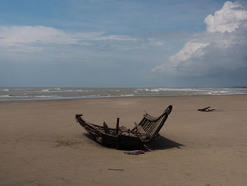 Ship in sea against sky