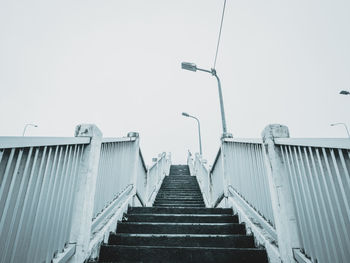 Low angle view of staircase against clear sky