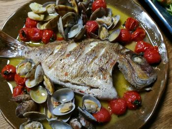 Close-up of seafood in plate