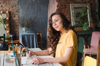 Portrait of woman working