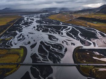 Aerial view of landscape and river