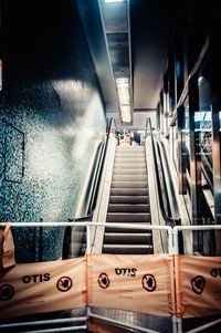 Low angle view of escalator