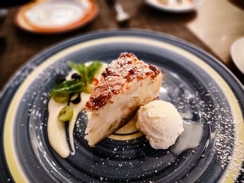 Close-up of food in plate on table