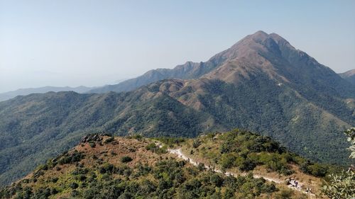 Scenic view of mountains against clear sky