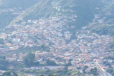 High angle view of buildings in city